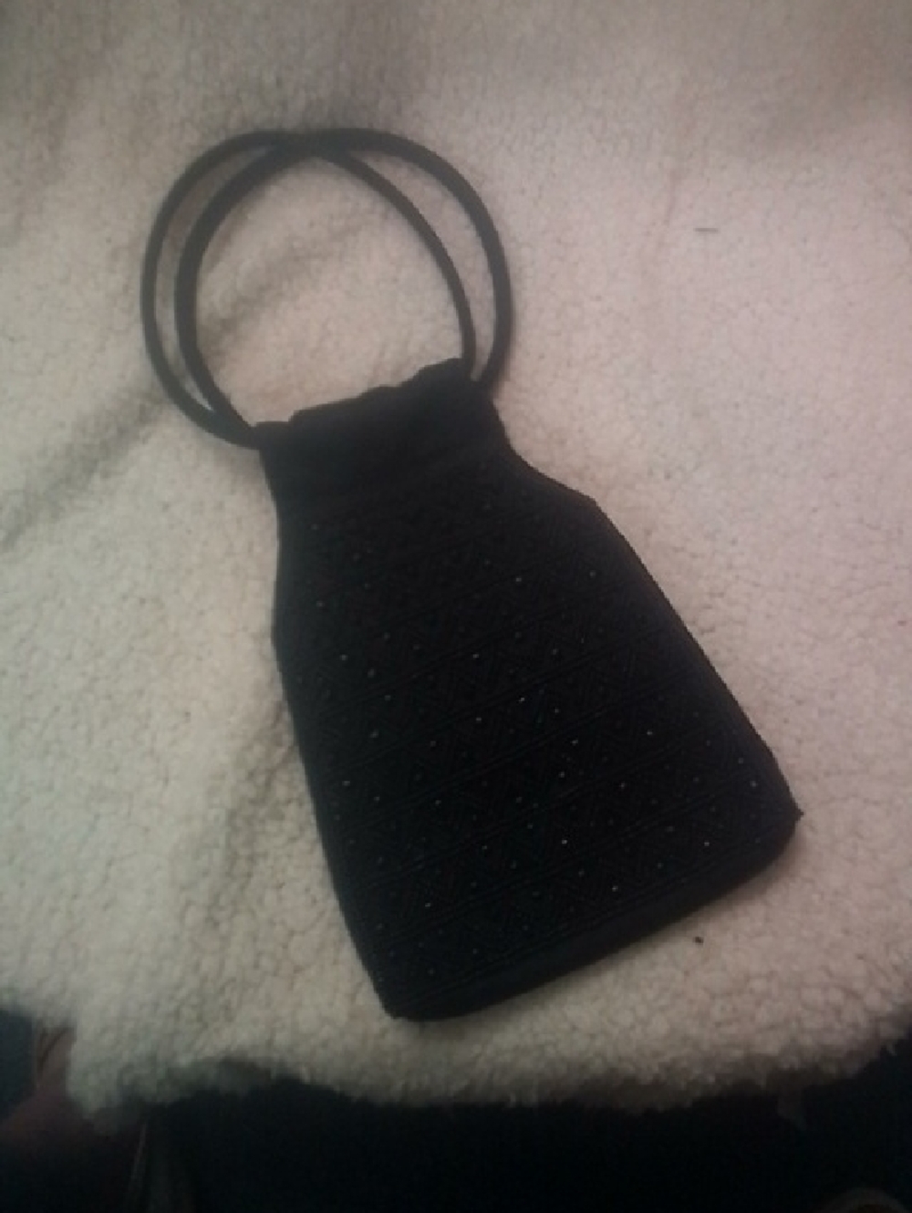Menbur Black Beaded Drawstring Wristlet